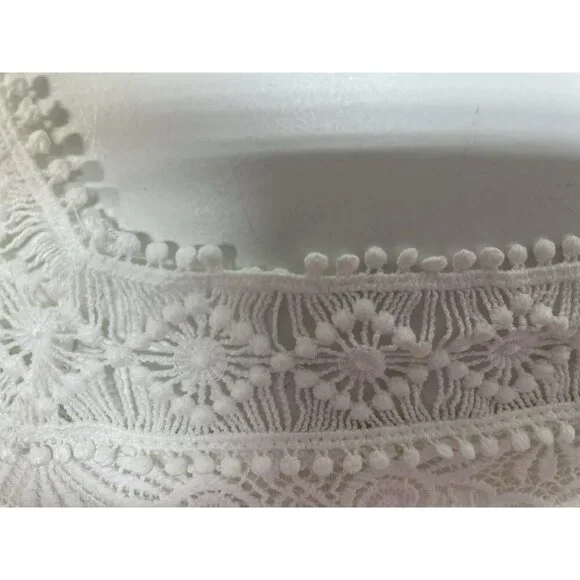 White House Black Market Lined White Lace Top Chiffon Ruffle Sleeves Sze S - Picture 7 of 16